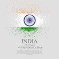 Indian flag tri-color based grunge design with floral frame decorative background.