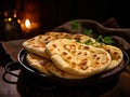 Indian Flat Bread Closeup, Traditional Flatbread also Known as Pita Bread, Roti, Chapati, Naan or Tortilla