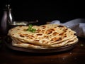 Indian Flat Bread Closeup, Traditional Flatbread also Known as Pita Bread, Roti, Chapati, Naan or Tortilla