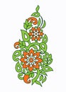 Indian floral decorative element with paisley, flowers and leaves. Asian traditional plant pattern