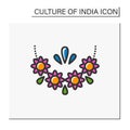 Indian floral garland color icon