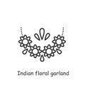 Indian floral garland line icon. Editable