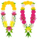 Indian flower garland mala beads for wedding ceremony. Happy ugadi religious holiday spring new year