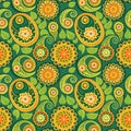 Indian flower pattern on green background Royalty Free Stock Photo