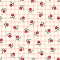 Indian Chintz Flowers and Plaid Vector Seamless Pattern