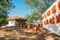 Indian folk village Shilpgram, traditional house and sculpture in Udaipur, India Royalty Free Stock Photo