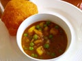 Indian food - Aloo Mutter & Bedmi Puri Royalty Free Stock Photo