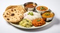 Indian Food Assortment on White Background Royalty Free Stock Photo