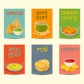 .Indian food banners, cards, posters set ,vintage colors