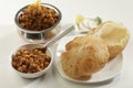 Indian Food: Chana Masala and deep fried Puri.