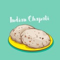 Indian food chapati or roti vector food on plate