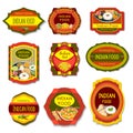 Indian Food Colorful Emblems Royalty Free Stock Photo