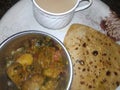 Indian food dum aloo or pratha with tea Royalty Free Stock Photo