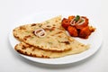 Indian Food or Indian Curry with bread or roti