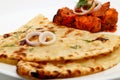 Indian Food or Indian Curry with bread or roti Royalty Free Stock Photo