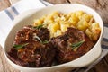 Indian food: lamb steak and spicy apple chutney close-up in a bo Royalty Free Stock Photo