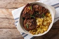 Indian food: lamb steak and spicy apple chutney close-up in a bo Royalty Free Stock Photo