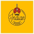 Indian Food Logo. Round linear of Indian turban