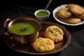 Indian food matar ki kachori made of green peas, concept of Crispy snack