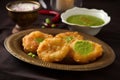 Indian food matar ki kachori made of green peas, concept of Crispy snack