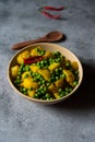 Indian food menu alu matar or fried peas potato in a bowl Royalty Free Stock Photo