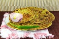 Indian food Methi Paratha or thepla flat bread with fenugreek leaves and spices Royalty Free Stock Photo