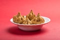 Indian Food: Modak, Maharashtra Sweet Dish, favourite sweet of lord ganesha, greeting card design. Copy-space