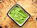 Indian Food-Paratha and Chutney Royalty Free Stock Photo