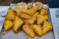 Indian food samose and bread pakode on sale Royalty Free Stock Photo