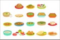 Indian Food Signature Dishes Illustration Set