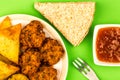 Indian Food Style Snacks Vegetarian Tikka Vegetarian Samosa Onion Bhaji With Chapati Flat Bread