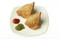 Indian Food:traditional indian spicy crispy fried Punjabi Samosa.