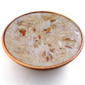 Indian food variety payasam or kheer, ingredients almond semia kaaju pista milk dry fruits kismis Royalty Free Stock Photo