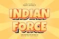 Indian force editable text effect 3 dimension emboss cartoon style