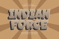 Indian force editable text effect 3 dimension emboss cartoon style