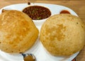 Indian fried bread with curry, vegetarian dishes photography, food background