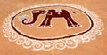 An indian funny elephant kolam design.