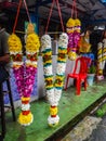 Indian Garland selling in a store in India Town Royalty Free Stock Photo