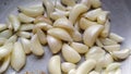 Indian garlic onion cloves in silver bowl