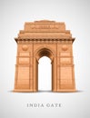 Indian Gate in Delhi isolated on white. war memorial design. vector illustration Royalty Free Stock Photo