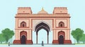 Indian Gate in Delhi isolated on white. war memorial design. vector illustration, AI Generative Illustration Graphic Design Art