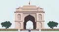 Indian Gate in Delhi isolated on white. war memorial design. vector illustration, AI Generative Illustration Graphic Design Art