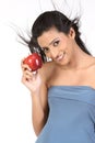 Indian girl with apple Royalty Free Stock Photo