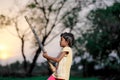 Indian girl child playing with ball Royalty Free Stock Photo