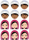 Indian girl in a headdress and boy in turban emotions: joy, surprise, fear, sadness, sorrow, crying, laughing, cunning wink