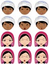 Indian girl in a headdress and boy in turban emotions: joy, surprise, fear, sadness, sorrow, crying, laughing, cunning wink