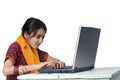 Indian girl and laptop computer
