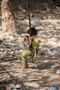 Indian Girl playing on swing