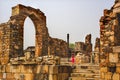 Indian Girl Running in Qutab Minar Ruins New Delhi India Royalty Free Stock Photo