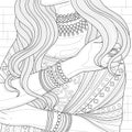Indian girl in sari with jewelry.Coloring book antistress for children and adults. Royalty Free Stock Photo